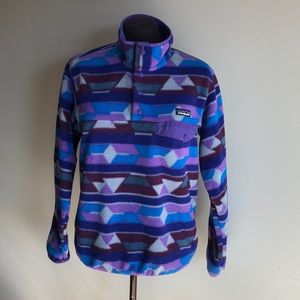 Patagonia geometric T snap fleece pullover blue S